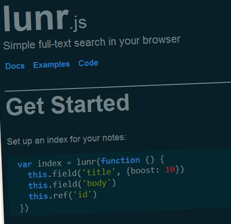 lunr.js - полнотекстовый поиск по странице на стороне клиента