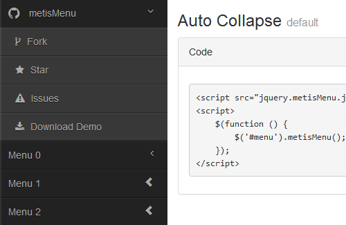 metisMenu - простое раздвижное меню на jQuery под Twitter Bootstrap 3