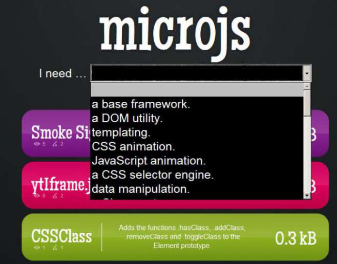 microjs.com - сайт с набором маленьких по размерам js-скриптам
