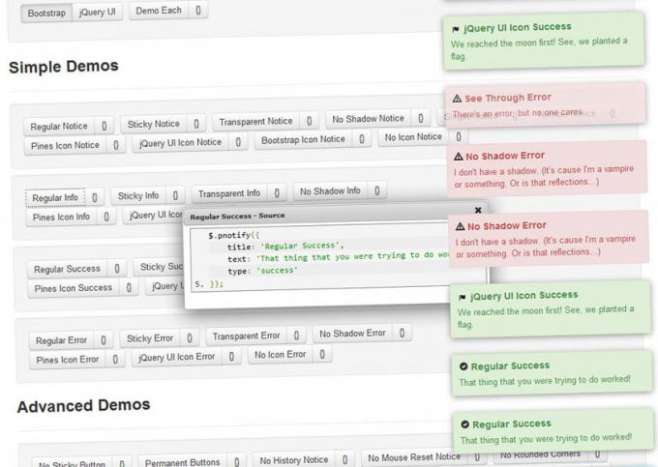Pines Notify - JavaScript notifications for Bootstrap or jQuery UI
