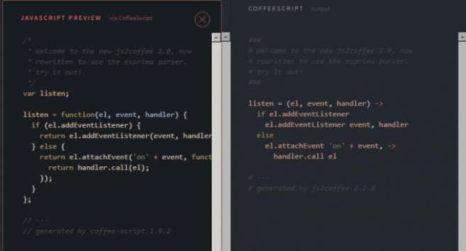 js2.coffee - сайт преобразует js в coffee и наоборот js2.coffee - сайт преобразует js в coffee и наоборот