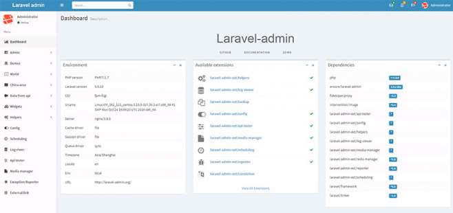 encore/laravel-admin - пакет для быстрого развертывания backend на laravel