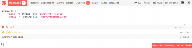 laravel-debugbar - панель отладки для laravel