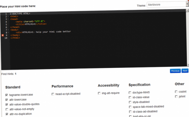 htmlhint.com - онлайн сервис проверки html кода