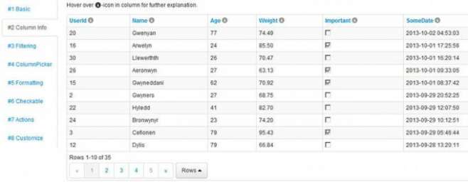WATable a jQuery table plugin with sorting, paging, filtering...and other good stuff.