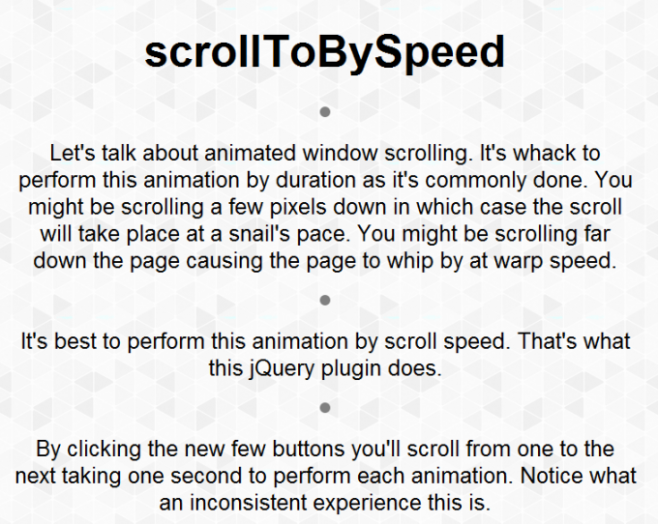 scrollToBySpeed - анимация скролла