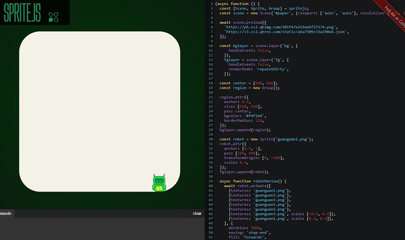 spritejs - js библиотека для рендера и манипуляций с 2д графикой
