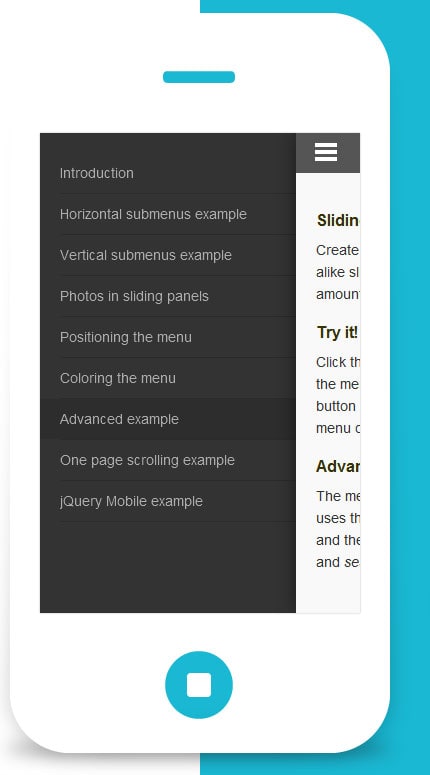 jQuery.mmenu - раздвижное меню для мобильной версии сайта